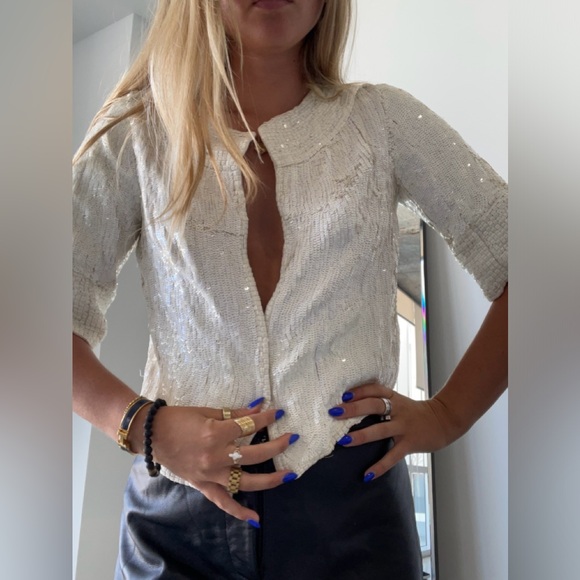 Calypso St Barth White Beaded & Sequin Cropped Jacket. Size Small - Picture 4 of 16